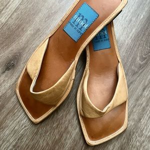 Minot Made In Italy Bero Cuoio Leather Slide On Sandals Size 39.5 Size 9 US